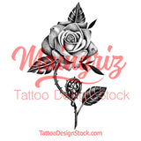 Realistic rose with precious stone tattoo design high resolution download