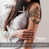 Realistic rose with precious stone tattoo design high resolution download