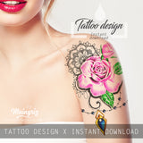 Saphir and sexy rose tattoo design high resolution download