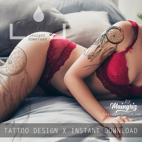 Realistic sexy dreamcatcher tattoo design high resolution download