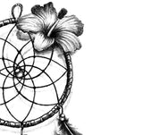 Realistic sexy dreamcatcher with flower tattoo design high resolution download