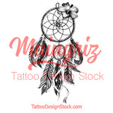 Realistic sexy dreamcatcher with flower tattoo design high resolution download