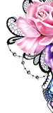 Realistic sexy rose with precious stone  tattoo design high resolution download