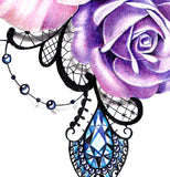 Realistic sexy rose with precious stone  tattoo design high resolution download