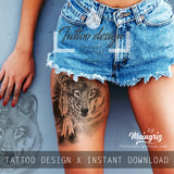 Realistic wolf tattoo design high resolution download