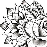 Rose linework tattoo design high resolution download