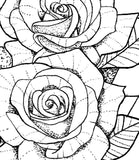 3 x Rose linework tattoo design high resolution download