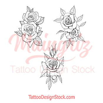 3 x Rose linework tattoo design high resolution download