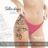 Rose linework tattoo design high resolution download