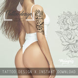 Rose linework tattoo design high resolution download