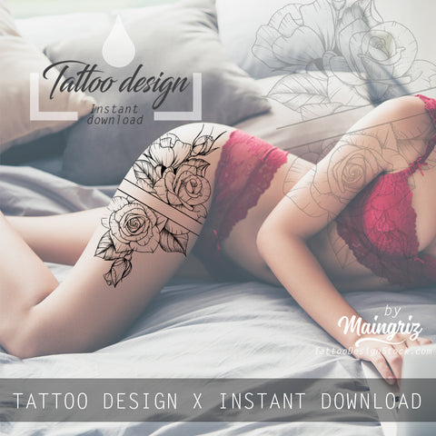 Rose linework tattoo design high resolution download