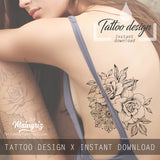 Rose linework tattoo design high resolution download