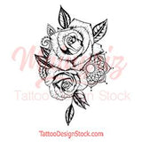 Rose mandala linework tattoo design high resolution download