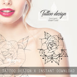 Rose mandala linework tattoo design high resolution download