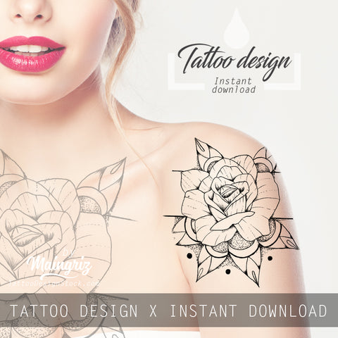 Rose mandala linework tattoo design high resolution download