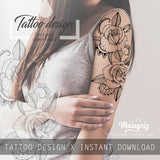 Rose mandala linework tattoo design high resolution download