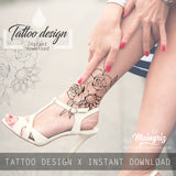 Rose mandala linework tattoo design high resolution download