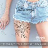 Rose mandala linework tattoo design high resolution download