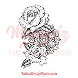 Rose mandala linework tattoo design high resolution download