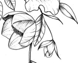Rose with bird linework tattoo design high resolution download