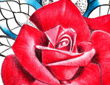 Realistic rose and precious stone tattoo design high resolution download