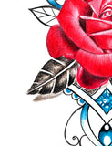 Realistic rose and precious stone tattoo design high resolution download