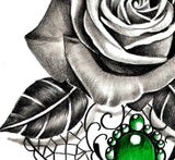 Rose realistic with sexy precious stone  tattoo design high resolution download