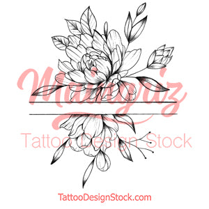 Sexy peony linework forearm tattoo design high resolution download