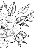 Sexy peony linework forearm tattoo design high resolution download