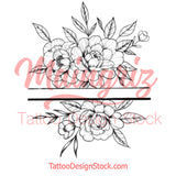 Sexy peony linework forearm tattoo design high resolution download