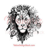 Sexy lion flowers tattoo design references high resolution download