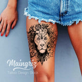 Sexy lion flowers tattoo design references high resolution download