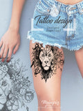 Sexy lion flowers tattoo design references high resolution download