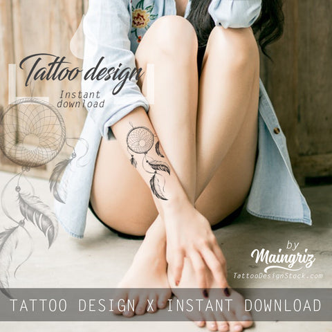 Sexy dreamcatcher realistic  tattoo design high resolution download