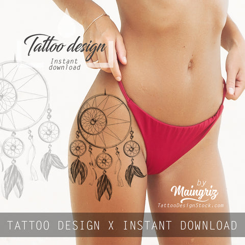Sexy dreamcatcher  tattoo design high resolution download