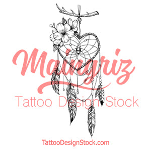 Realistic heart dreamcatcher tattoo design high resolution download