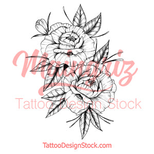 Sexy linework peony half sleeve high resolution download