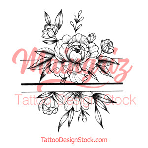 Sexy peony linework forearm tattoo design high resolution download