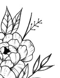 Sexy peony half sleeve linework high resolution download