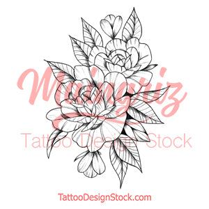 sexy peony linework half sleeve tattoo high resolution download