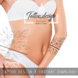 Sexy peony linework forearm  - tattoo design download