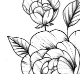 Sexy peony linework half sleeve  - tattoo design download