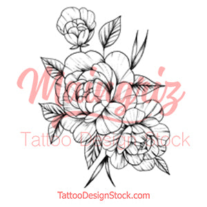 Sexy peony linework half sleeve  - tattoo design download