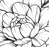 Sexy peony linework half sleeve high resolution download