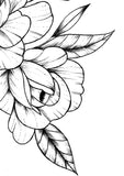 Sexy peony linework half sleeve high resolution download