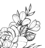 Sexy peony linework sideboob tattoo design high resolution download