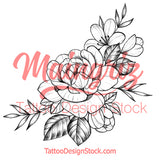 Sexy peony linework sideboob tattoo design high resolution download