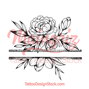 Sexy peony linework forearm tattoo design high resolution download