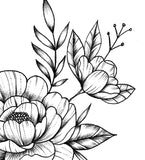 Peony sideboob linework tattoo design high resolution download