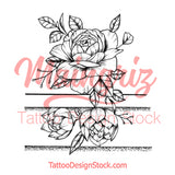 Sexy peony linework forearm tattoo design high resolution download